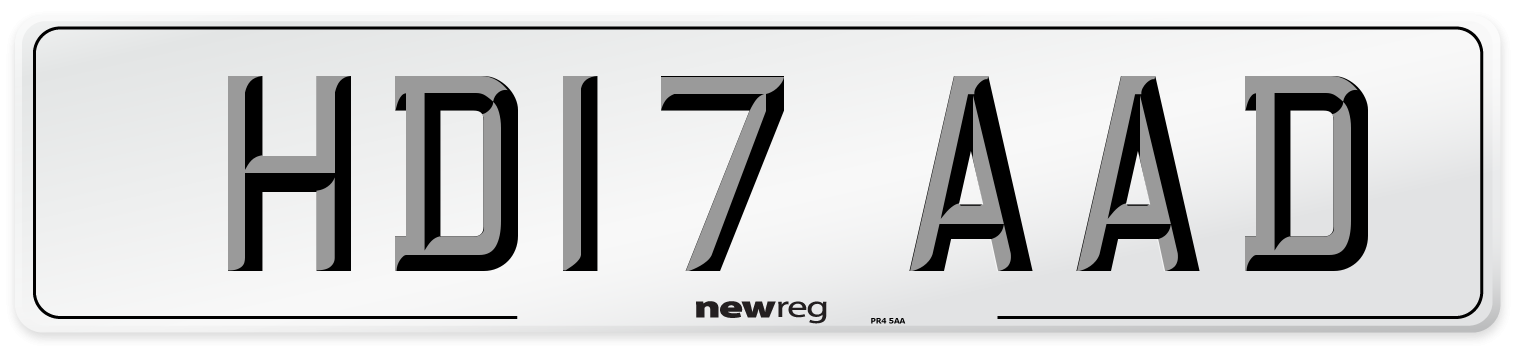 HD17 AAD Number Plate from New Reg